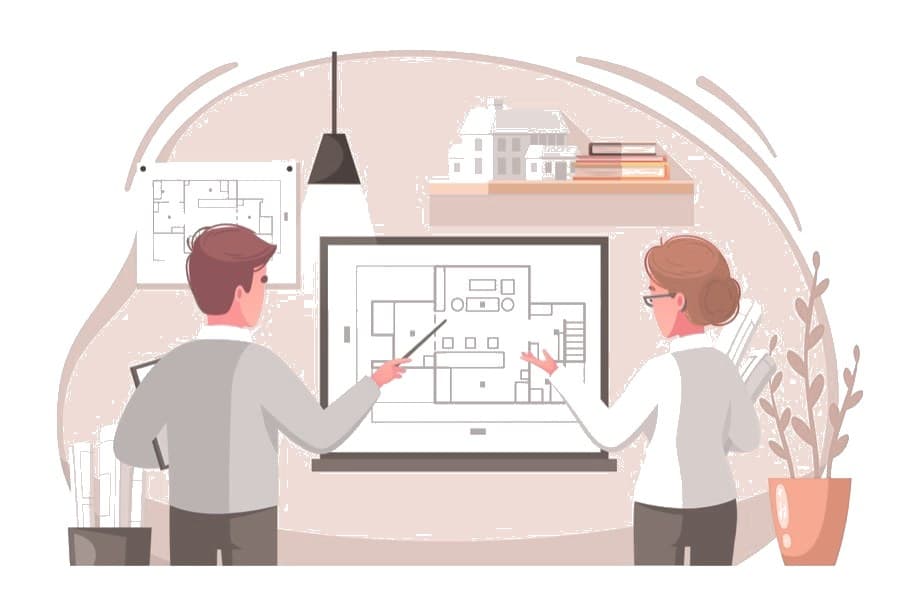 An illustration of an architect designing a home.