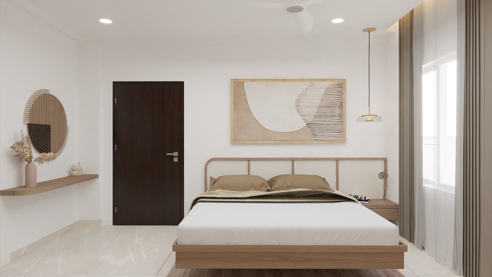 Master bedroom — calm finishes and integrated lighting.